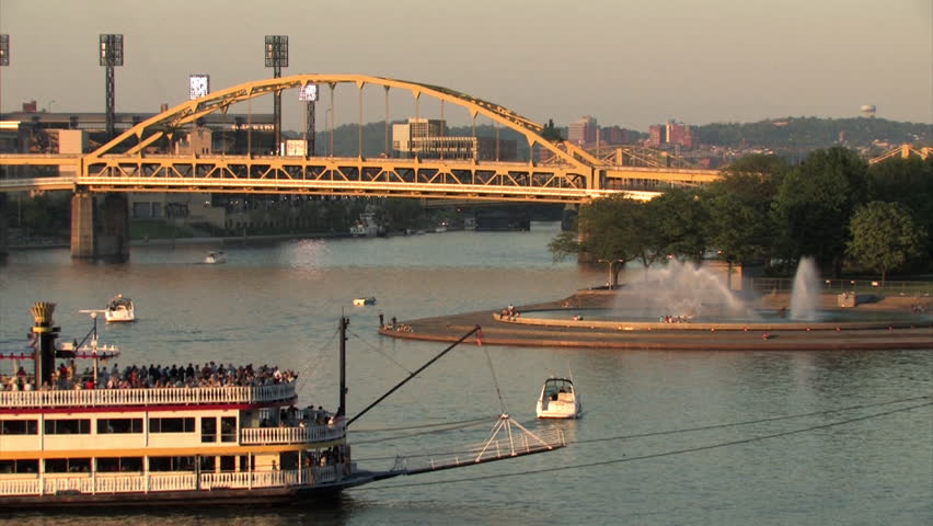 The Gateway Clipper riverboat passes in front of The Point in Pittsburgh,