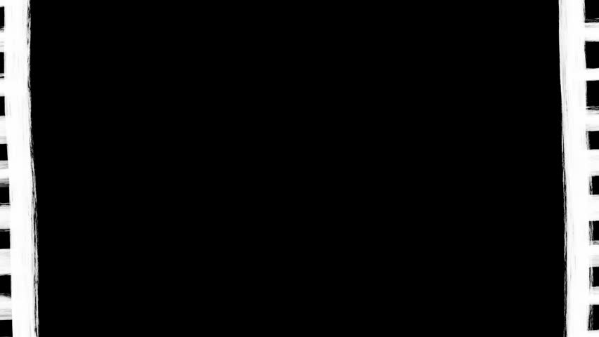 Hand Drawn film strip borders in a Stop Motion style on a black background. Craft texture thick line matte mask for creative transition cuts.