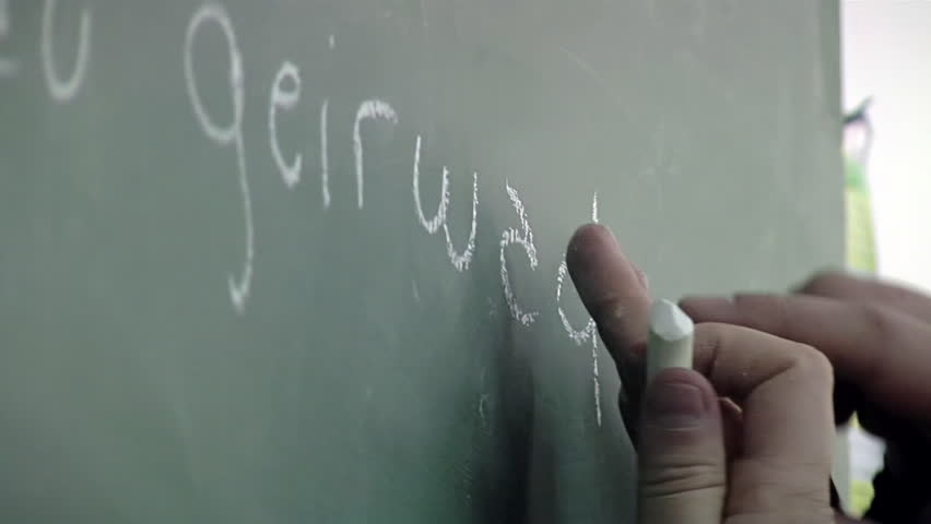 Learning Welsh Language In Patagonia School Classroom Close Up
