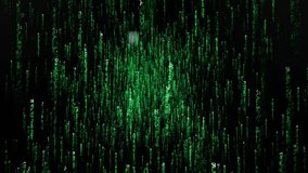 Glowing green digital characters cascade down a dark screen with deep three dimensional perspective. Concept of virtual reality programming and complex computer network data processing. - Powered by Shutterstock - Get 15% off with code: PIKWIZARD15