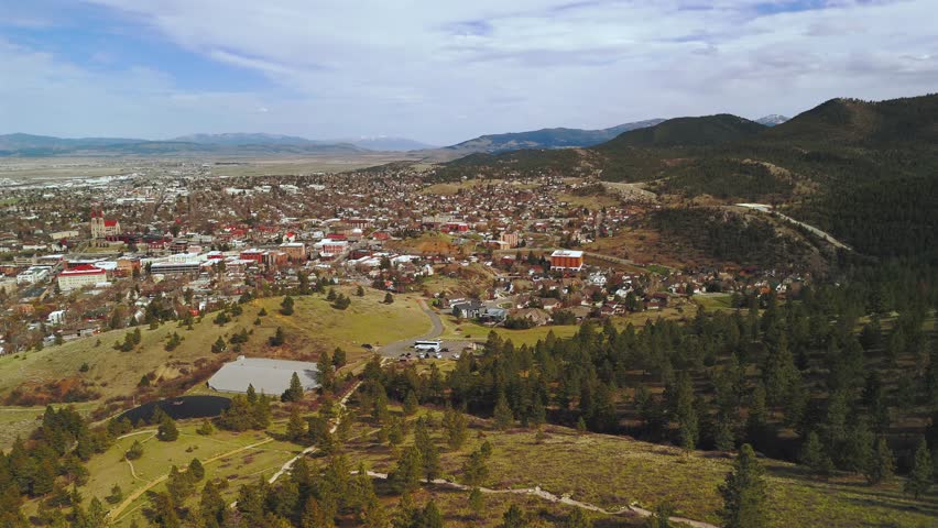 Helena Montana Aerial View With Downtown Neighborhoods And Hills