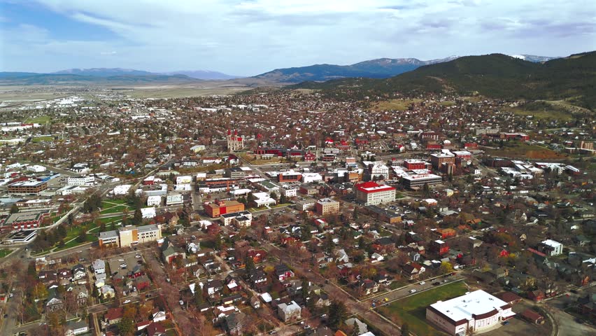 Panoramic Aerial View Of Helena Montana Downtown And Mountain Valley