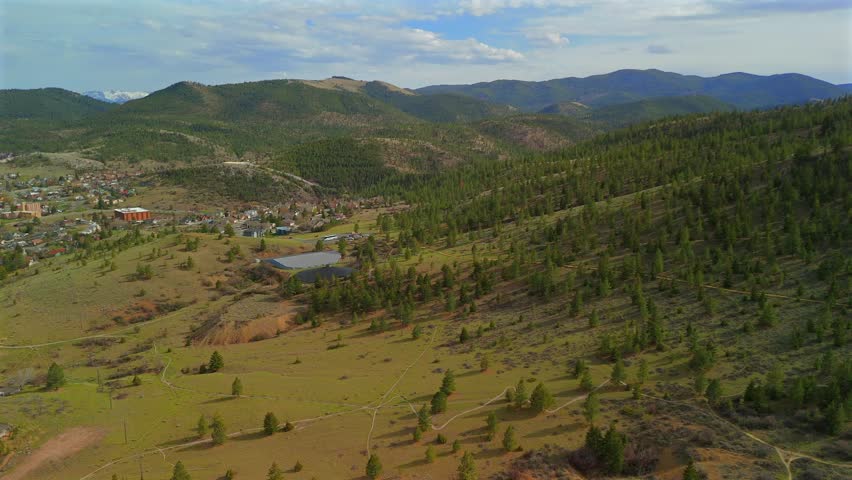 Aerial Drone View Of Forested Hills And Valley Near Helena Montana