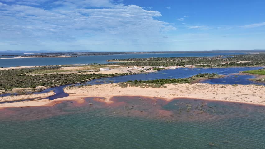 Sao Francisco Skyline At Casa Nova In Bahia Brazil. Sao Francisco River Landscape. Fluvial Islands. Sao Francisco Skyline At Bahia. Winding Dunes. Beach Scenery. Vacations Travel. Brazil Northeast.