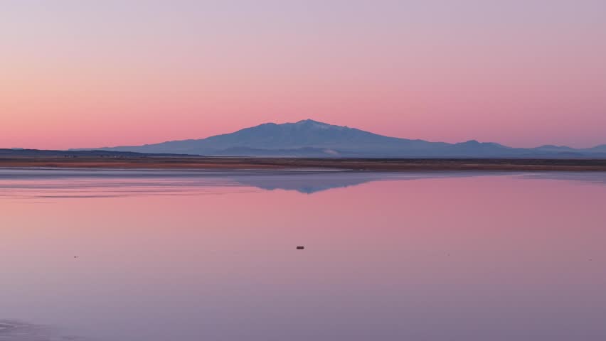 Aerial Tilt Down Diamond Salt Flats and Andes Mountain Reflection Mendoza Argentina