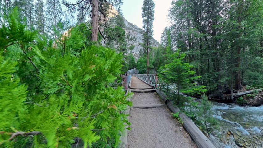 Crossing Over Long Bridge Over Kings River in Kings Canyon National Park