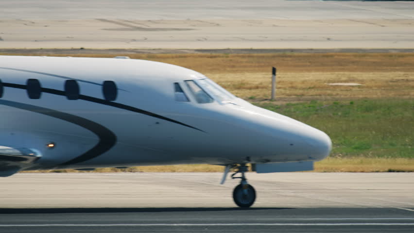 Private aircraft driving on runway at airport luxury business aviation efficient air travel and comfortable transportation for passengers