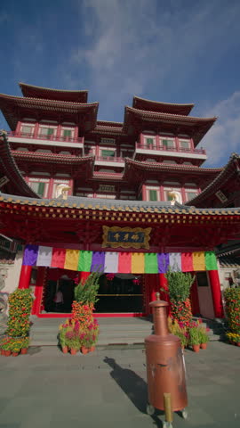 Buddha Tooth Relic Temple in Chinatown Singapore City with beautiful historic architecture urban streets and cultural travel tourism destination in Asia