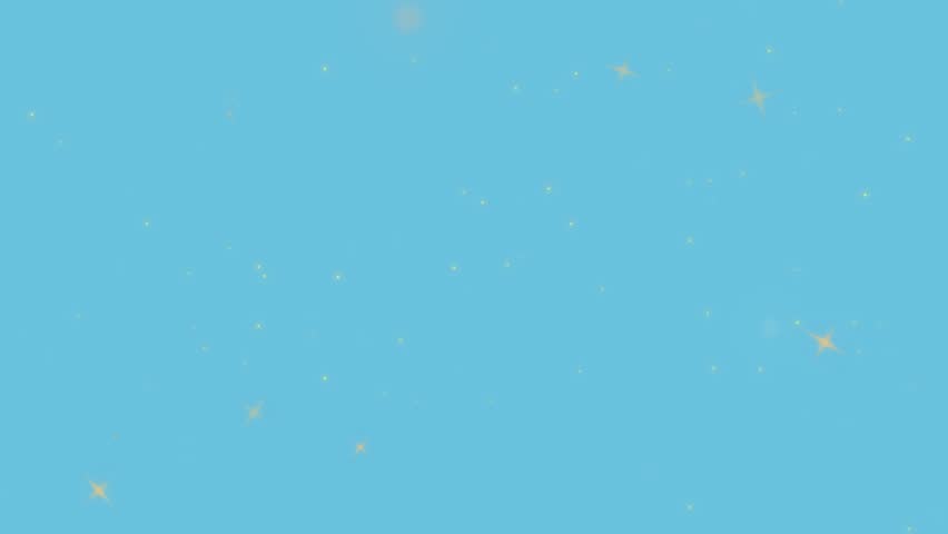 A bright blue abstract explosion with golden stars on a light blue background.