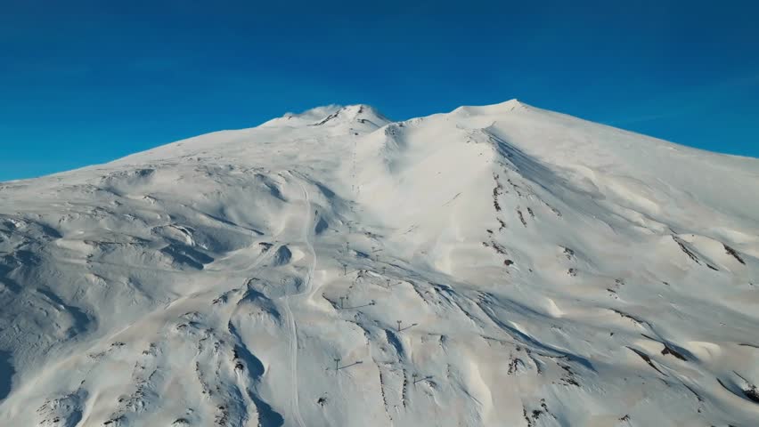 Snow-capped Mount Etna - Active Stratovolcano In Catania, Sicily, Italy. - aerial shot