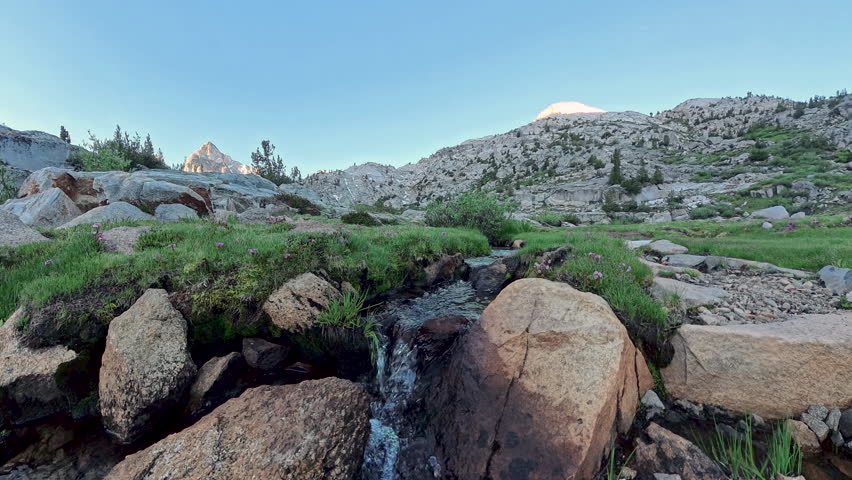 Water Streams in Creek Over Rocks in the Sierra Mountains