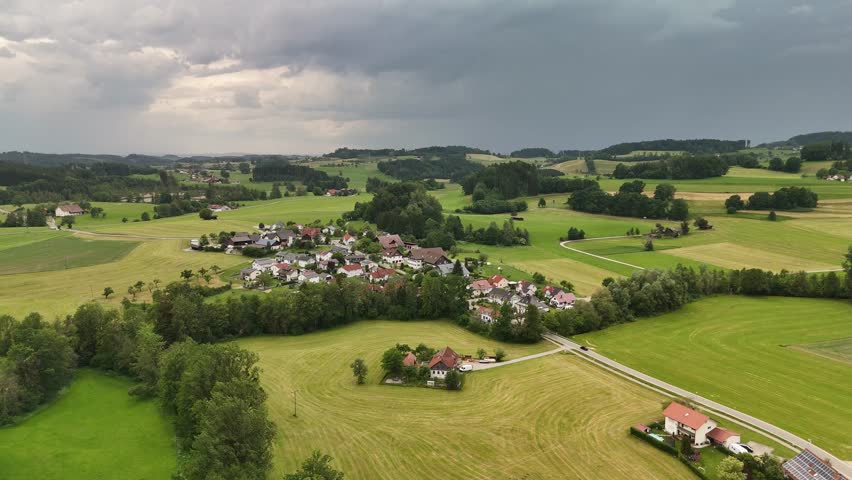 Bavarian Village Street with Red Tile Roofs, Allgäu, Germany