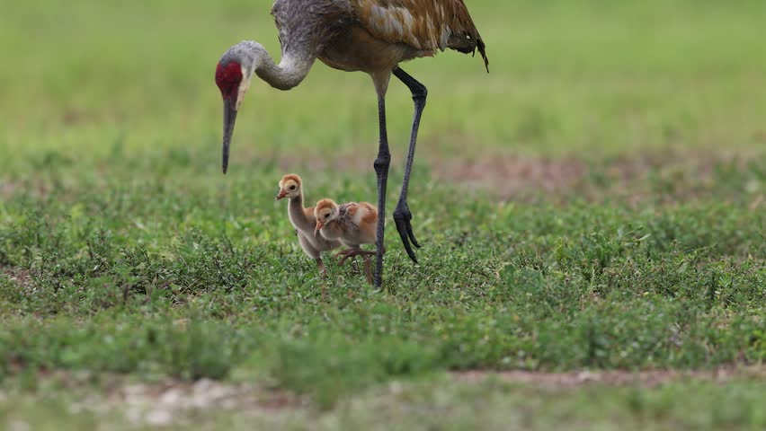 Sandhill crane with babies in Florida 