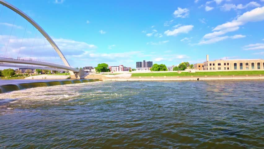 Scenic view of the Iowa Women of Achievement Bridge spanning the Des Moines River