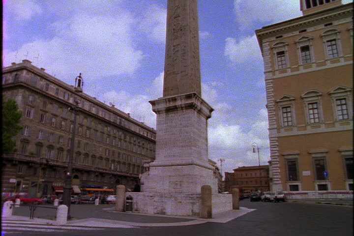 Tilt up Obelisk of Thothmes in Piazza S. Giovanni in Laterano in Rome, Italy.