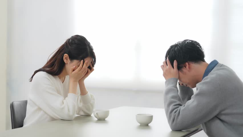 A couple feeling down in their room