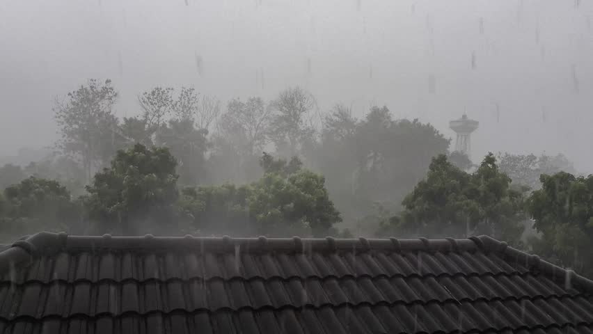Rainstorm in the rural village, Chiangmai Thailand.
