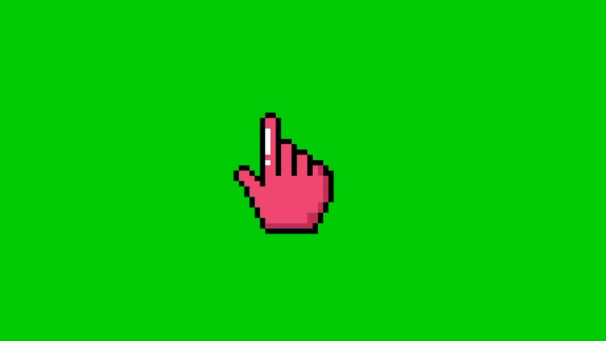 Pixel art animation, cursor click, sstktechnology, sstkBusiness, design, elements, green background 