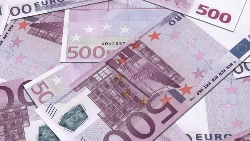 Euro Money 500 banknotes background, Stack of 500 euro bills,  European Union