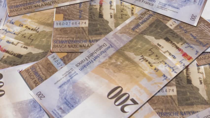 Swiss currency of 200 francs, fly over banknotes of 200, Swiss  Money and bank
