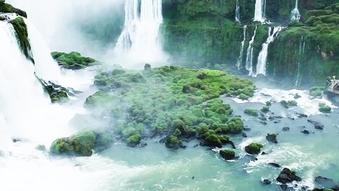 Iguassu Falls, the largest series of waterfalls of the world, located at the Brazilian and Argentinian border, View from Brazilian side
