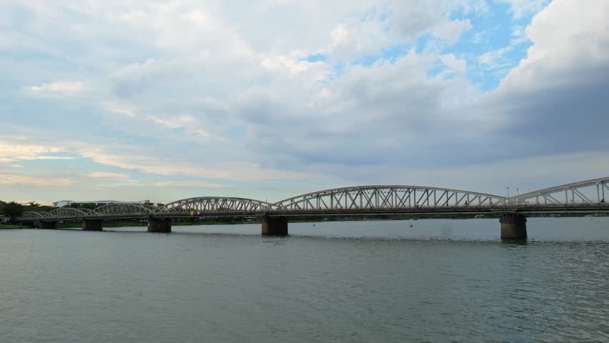 Perfume River in Hue, Vietnam. Landscape with Perfume river with bridge in Vietnam