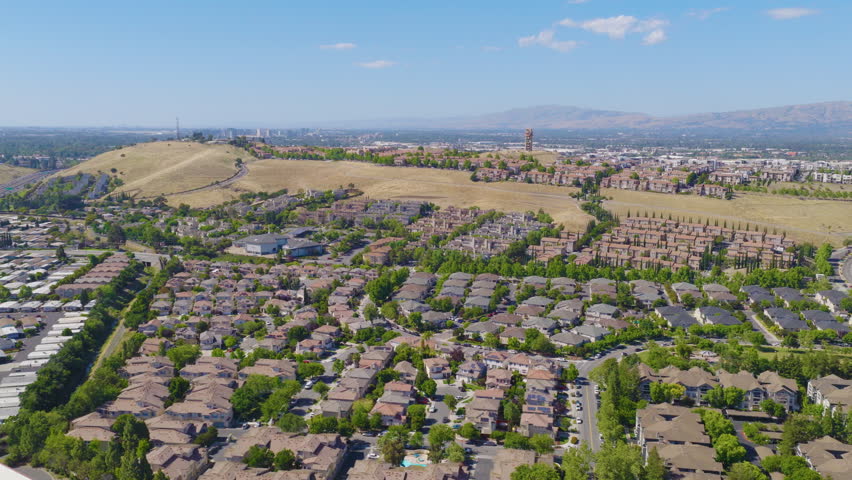 San Jose California Rotating Aerial View of Communications Hill Homes 01