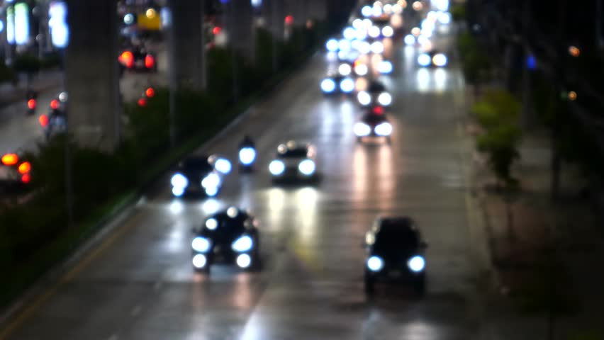 Traffic in Asian capital city of Bangkok. 