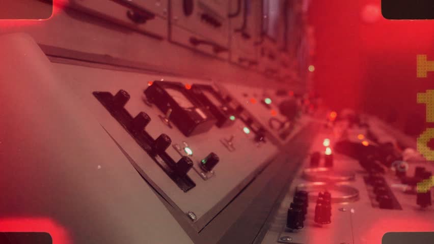 Vintage control panel with flashing lights