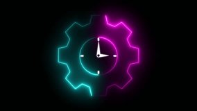 Neon gear clock animation: time management and business efficiency concept glowing - Powered by Shutterstock - Get 15% off with code: PIKWIZARD15