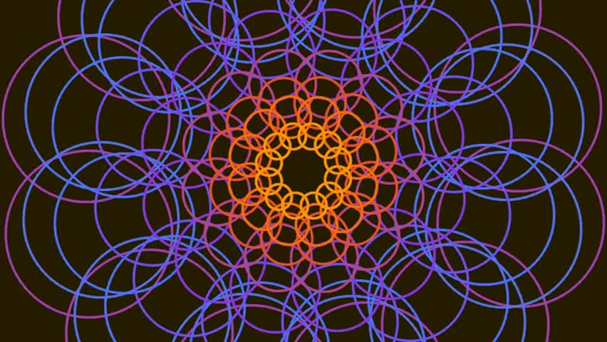 Abstract geometric mandala with glowing neon lines and intricate symmetrical patterns