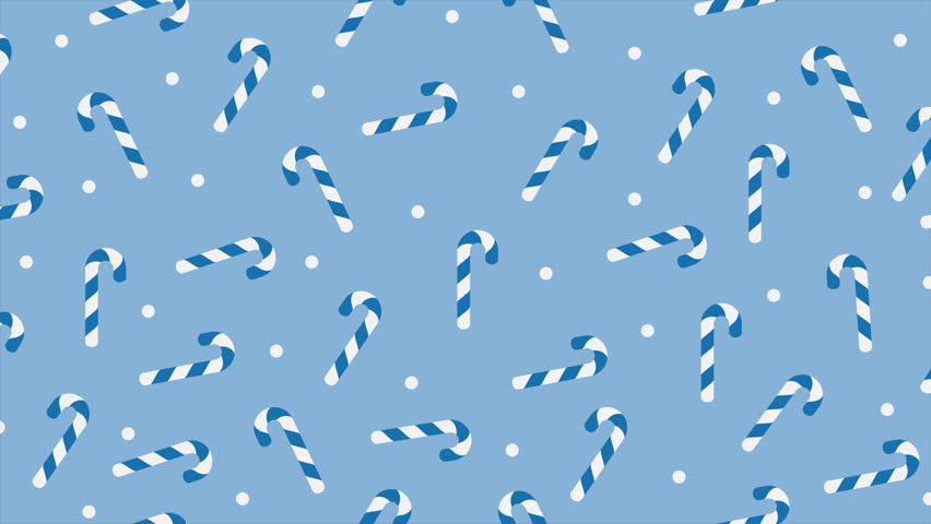 Candy cane motion pattern. Candy cane seamless pattern. Loopable motion with traditional candy canes. Sweets and decorations animated texture