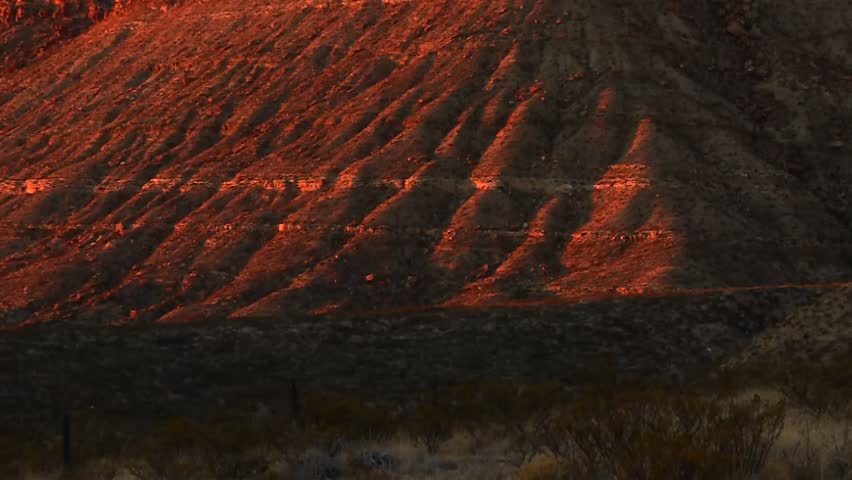 Sunset View Of The Prominent El Capitan Peak Within Guadalupe Mountains National Park In West Texas. Tilt-up Shot