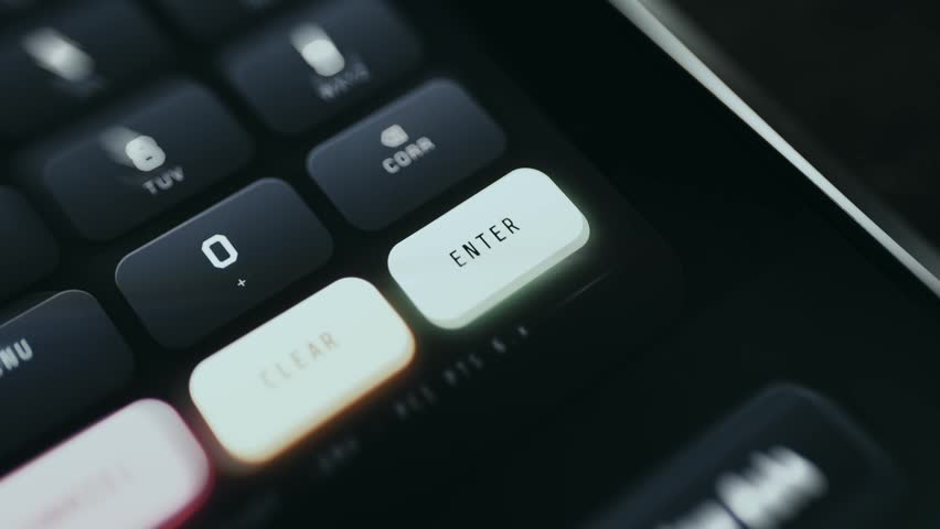 Customer pressing ENTER button on payment terminal interface