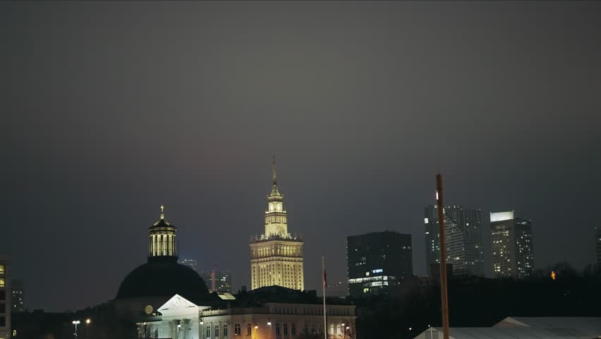 Night view of Warsaw
