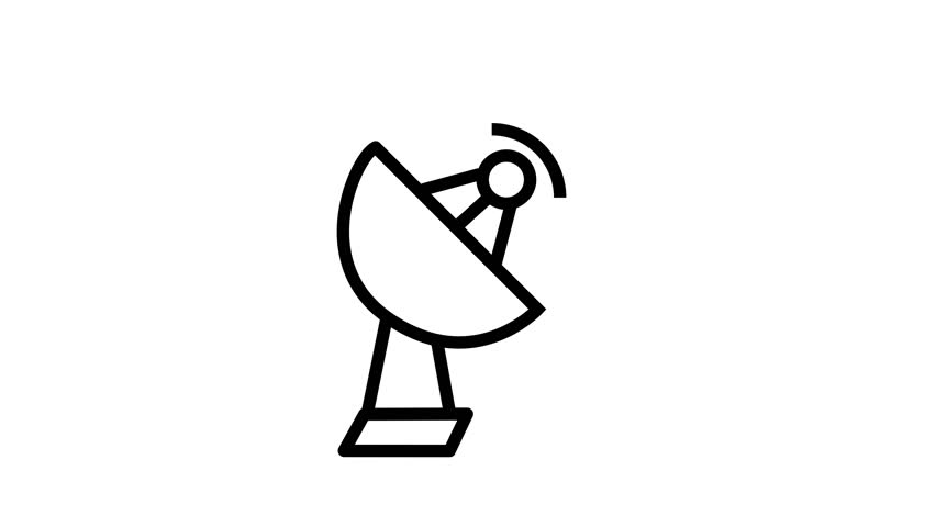 Satellite Dish Icon on white background.Space Radar Astronomy Science Galaxy Line. Simple Vector Illustration Space radar. Space exploration. Astronomy concept. Science. Satellite antenna. Wireless communication,