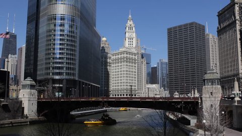 Chicago River, Downtown Skyline, Wabash Avenue Bridge, John Hancock Center
