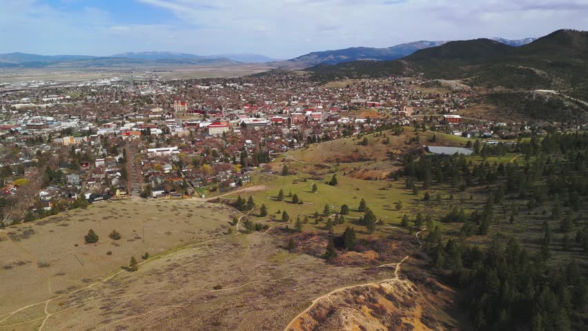 Panoramic Aerial View Of Helena Montana Hills And Downtown
