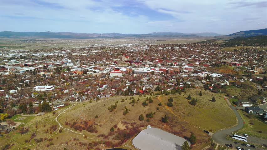 Helena Montana Downtown Aerial View With Neighborhoods And Mountains