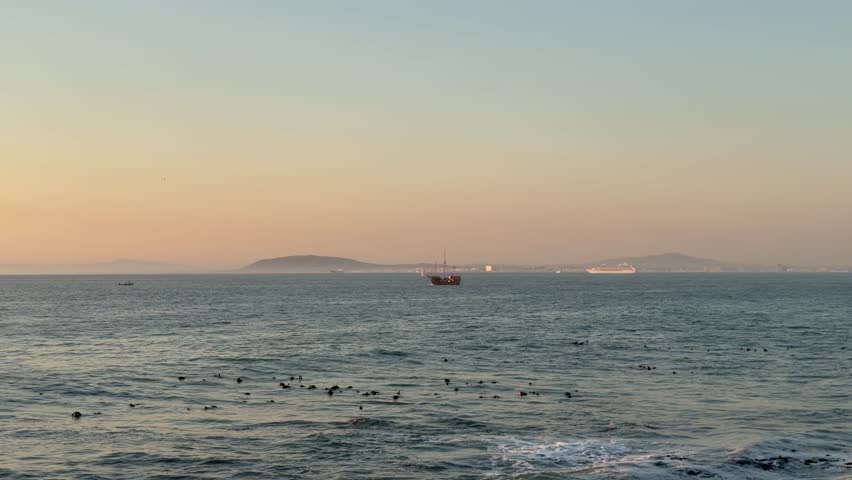 Sunset over the Atlantic Ocean in Cape Town, South Africa