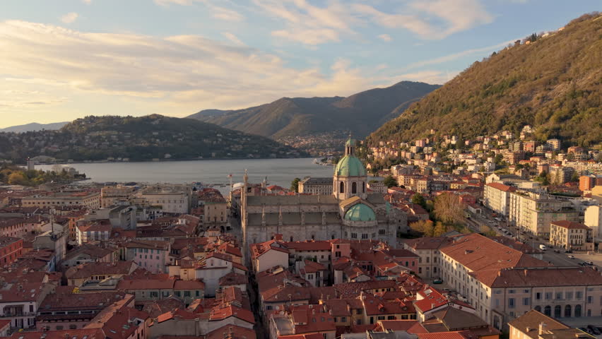 Aerial view of the Cattedrale Santa Maria, Como. Italy