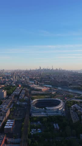 Yankee Stadium located in Concourse neighborhood of South Bronx with Harlem River separating it from Manhattan and Central Park