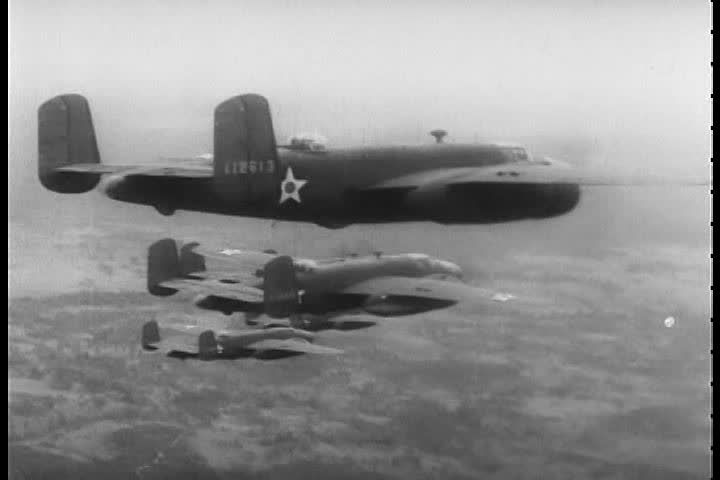 1940s - U.S. Air Force planes bomb Japan in World War II.