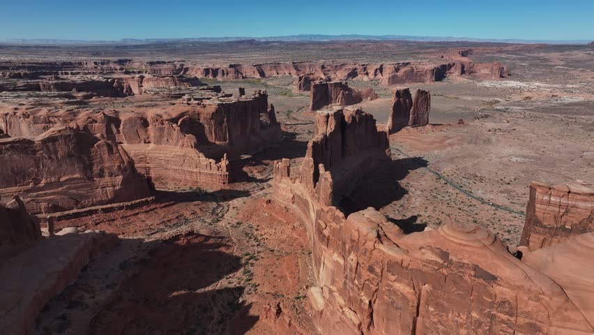 Aerial view of the natural scenery of Arches National Park, Utah, USA