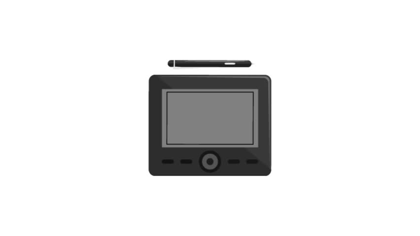 Professional graphic design tablet icon animation representing digital illustration, creative design, graphic arts, visual content creation, and digital drawing. Ideal for design agency presentations, creative portfolios, branding projects, educational content, websites, mobile applications, graphic design tutorials, and motion graphics productions.