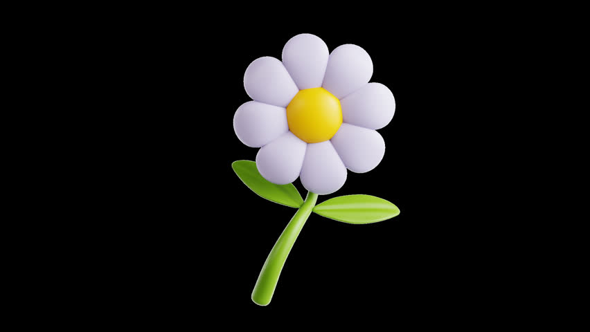3D flower icon transparent background isolated