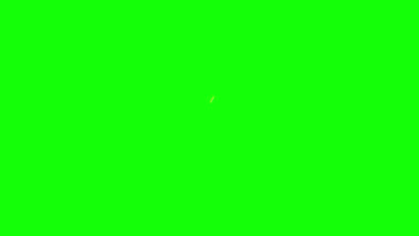 Bright golden fireworks exploding behind glowing Happy New Year text on vibrant green backdrop