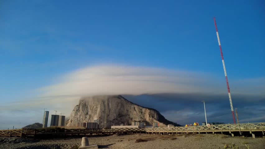 Time-lapse of the Rock of Gibraltar on a cloudy day