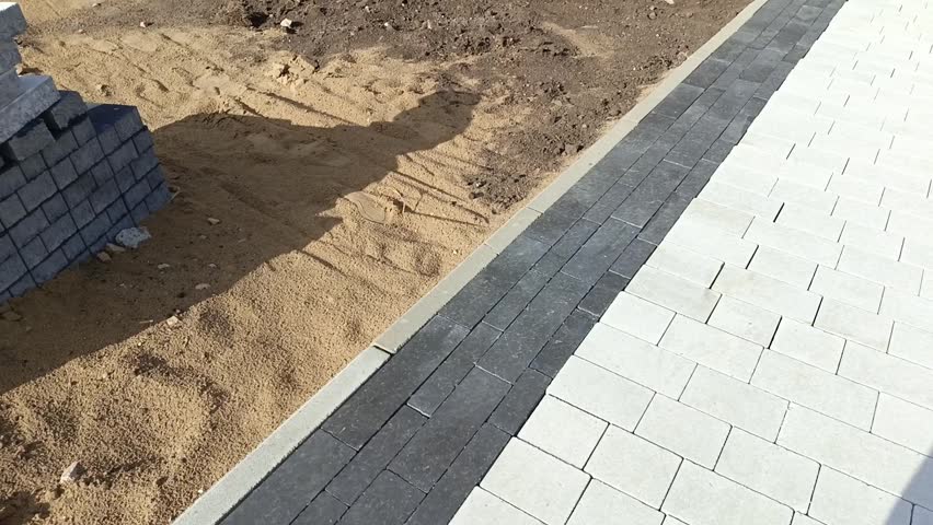 A new road lined with paving slabs