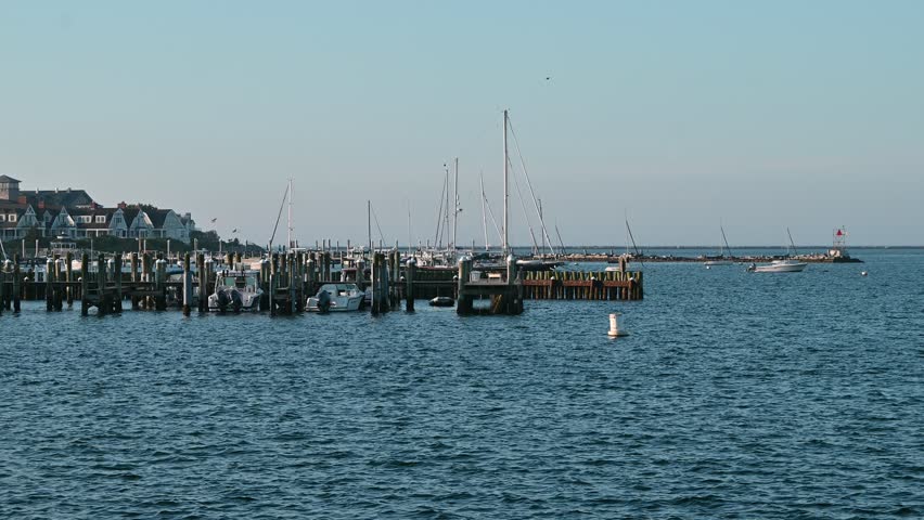 Stonington Borough, Connecticut, USA - Harbor Entrance and Waterfront at Sunrise